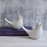 Weiße Taube Vogel Figur - 2Er-Set | Geschenke Keramik Vögel von DalisayGifts
