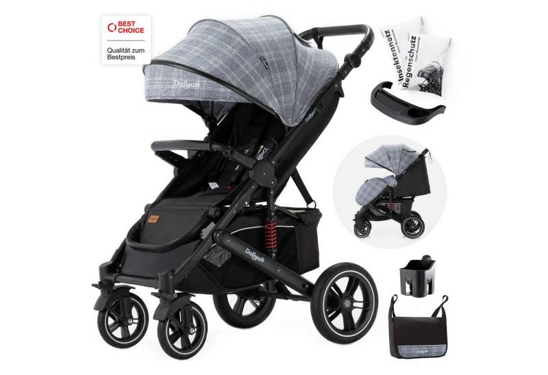 Daliya® Kinder-Buggy RAPIDY Buggy Kinderwagen, XXL Set, kompakt, Kinderbuggy, Sportwagen, (10-tlg), Liegeposition, Fußsack, Spieltisch, Wickeltasche, Regenverdeck von Daliya®