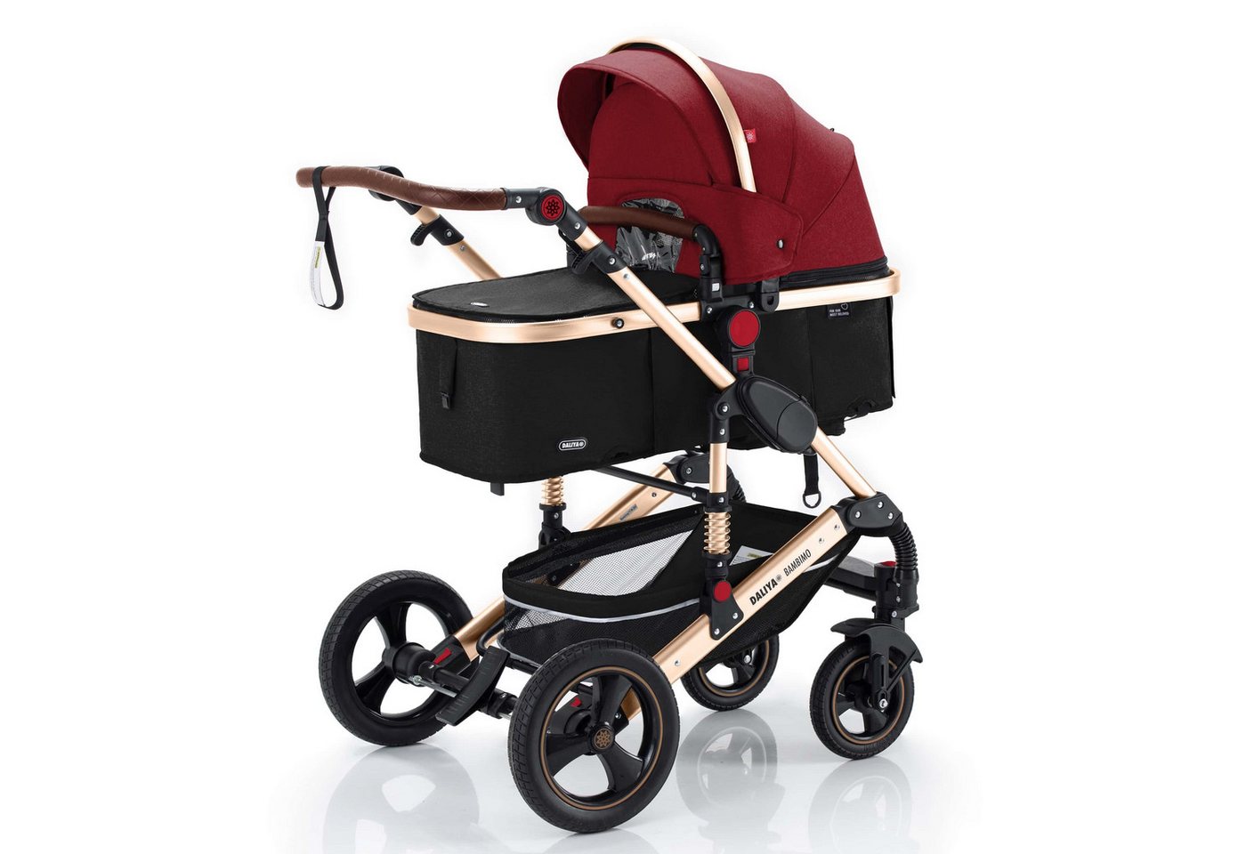 Daliya® Kombi-Kinderwagen BAMBIMO 2in1 Kinderwagen & Buggy, Babywanne und Sportsitz, Alu-Rahmen, (Grundausstattung für Babys, 9-tlg), Großer Einkaufskorb, Federung, weiche Matratze, Belüftungssystem von Daliya®