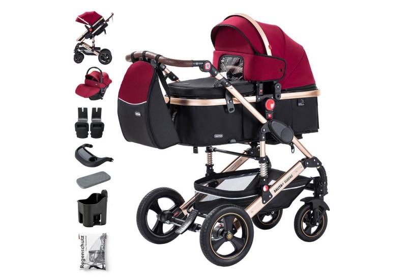 Daliya® Kombi-Kinderwagen BAMBIMO 3in1 Kinderwagen & Buggy, Babyschale mit Adapter, Alu-Rahmen, (15-tlg), 3in1 Kinderwagen, Babywanne & Buggy, Babyschale, Adapter, Wickeltasche von Daliya®