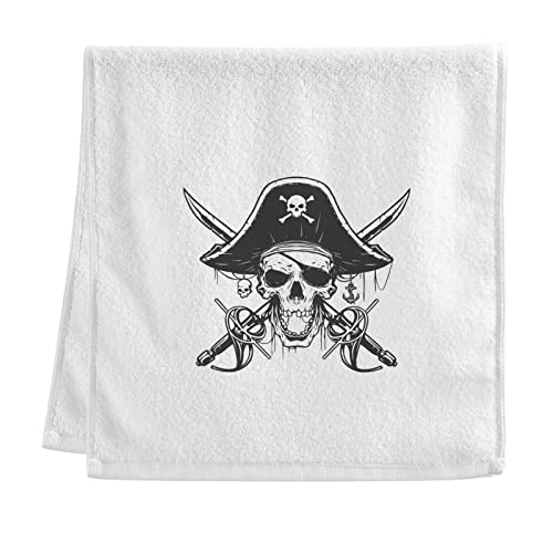 Dallonan Handtücher aus 100 % Baumwolle, Motiv: weißer Totenkopf, Piraten-Handtücher, für Badezimmer, Dekoration, weich, saugfähig, für Körper, Gesicht, Haar, 40,6 x 76,2 cm von Dallonan