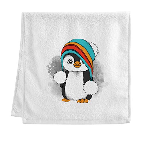 Dallonan Handtücher aus 100 % Baumwolle, weiß, schöne Winter-Pinguin-Handtücher für Badezimmer, Dekoration, weich, saugfähig, für Körper, Gesicht, Haar, 40,6 x 76,2 cm von Dallonan