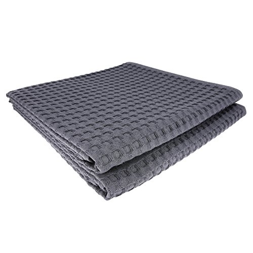 Daloual 2X Handtuch Gästetuch in Wafel Pikee 100 x 50 cm Baumwolle/Badetuch anthrazit von Daloual