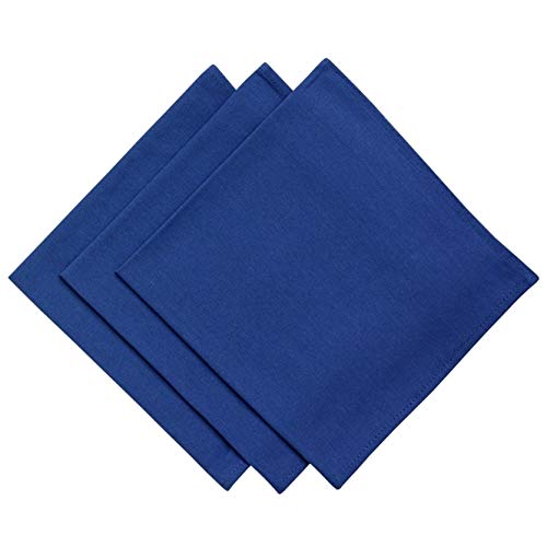 3er Pack Textil Servietten Stoffserviette 45cm x 45cm aus 100% Baumwolle in Blau von Daloual