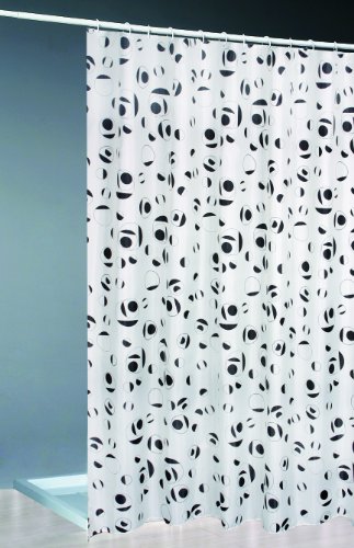 Daloual Textil Duschvorhang + Ringe 180x200 / Weiss schwarz Bad Dusche Vorhang von Daloual