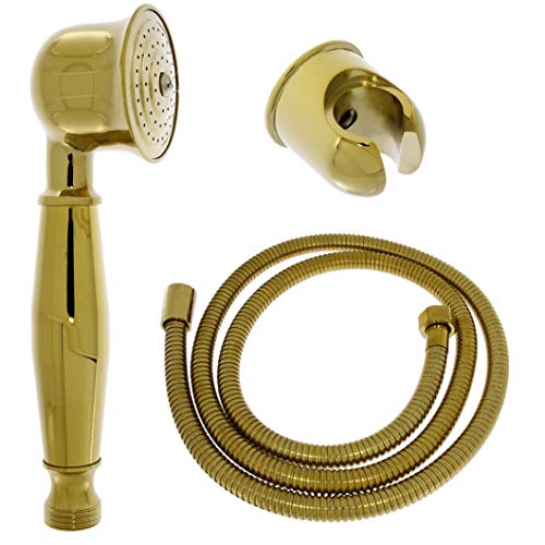 Nostalgie Retro Handbrause Brause Brausekopf Duschkopf mit Brauseschlauch und Brausehalterung aus Messing mit gold Oberfläche Nostalgie Retro Handbrause Brause Brausekopf Duschkopf mit Brauseschlauch und Brausehalterung aus Messing mit gold Oberfläche von Daloual