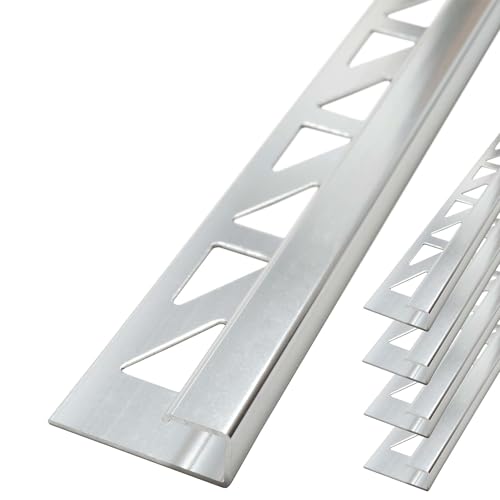 Dalsys 5x Fliesenschiene 2,5m x 12,5mm Eckprofil Quadratprofil Aluminium (eloxiert) Silber matt Fliesenprofil von Dalsys