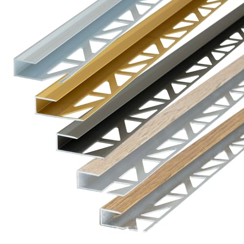 Dalsys Übergangsprofil Abschlussprofil 100cm für 8mm Belagsstärke, zum Einfliesen, aus Aluminium, Silber von Dalsys