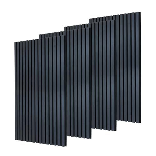 Dalsys Akustikpaneele 120x60cm, 4 Stück Eiche Schwarz, Wandverkleidung Wanpaneele Holz, Lamellenwand mit Geräuschedämmung von Dalsys