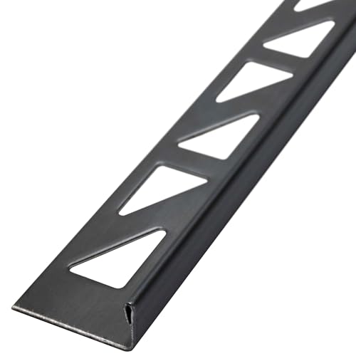 Dalsys Fliesenschiene 2,5m x 10mm, Fliesenprofil Edelstahl L-Profil Schwarz gebürstet, Fliesenprofil von Dalsys