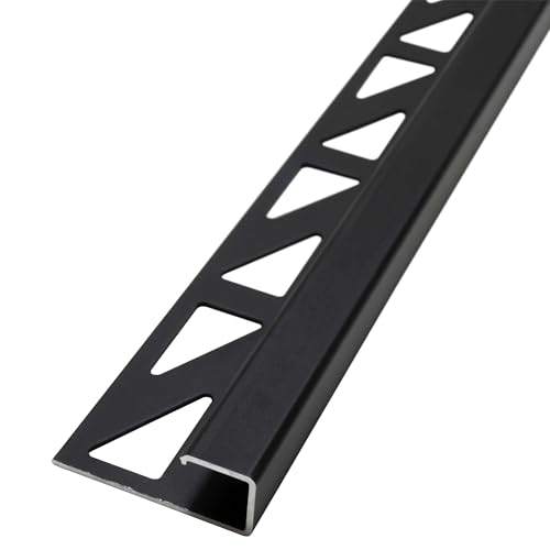 Dalsys Fliesenschiene Eckprofil 2,5m x 10mm Quadratprofil Aluminium (eloxiert) Schwarz, Fliesenprofil von Dalsys
