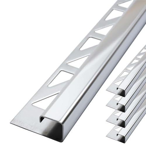 Dalsys 5x Fliesenschiene 2,5m x 12,5mm Eckprofil Quadratprofil Edelstahl Poliert, Fliesenprofil von Dalsys