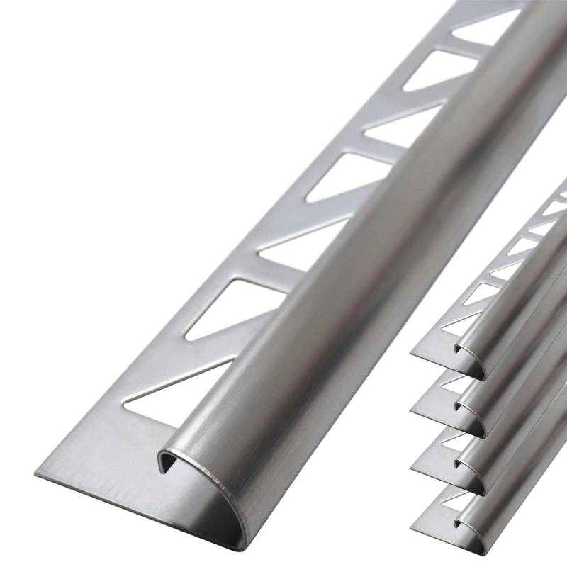 Dalsys Fliesenschiene Viertelkreis 5x 2,5m x 10mm Edelstahl Gebürstet von Dalsys