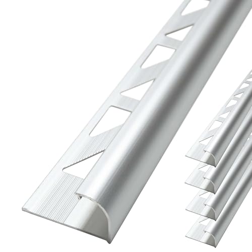 Dalsys Fliesenschiene Viertelkreisprofil Aluminium (eloxiert) Chrom glänzend 2,5m x 10mm, 5 Stück, Rundprofil Halbrundprofil von Dalsys