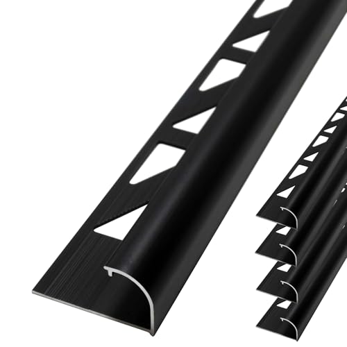 Dalsys 5x Fliesenschiene 2,5m x 12,5mm Viertelkreisprofil Aluminium (eloxiert) Schwarz, Rundprofil Halbrundprofil von Dalsys