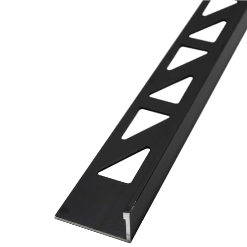 Dalsys Fliesenschiene Winkelprofil Aluminium (eloxiert) Schwarz 2,5m x 10mm, 1 Stück, Fliesenprofil von Dalsys