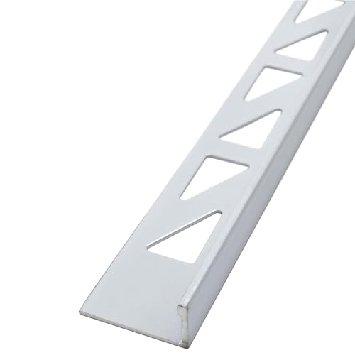 Dalsys Fliesenschiene Winkelprofil Aluminium (eloxiert) Weiß 2,5m x 10mm, 5 Stück, Fliesenprofil von Dalsys