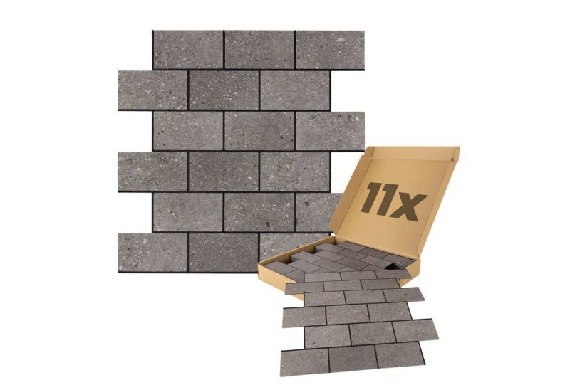 Dalsys Wandpaneel 0,87m² 11 Stück selbstklebend, BxL: 30.1x26.4 cm, (Grau Steinoptik Natur, 11-tlg., Wandfliese) feuchtigskeitsbeständig, einfach montiert, hochwertiges Material von Dalsys
