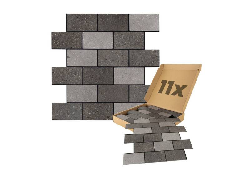 Dalsys Wandpaneel 0,87m² 11 Stück selbstklebend, BxL: 30.1x26.4 cm, (Grau-Mix Steinoptik Natur, 11-tlg., Wandfliese) feuchtigskeitsbeständig, einfach montiert, hochwertiges Material von Dalsys