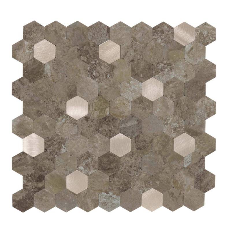 Dalsys Selbstklebende Fliesen 0,88m² 11 Stück Hexagon Braun Gold von Dalsys