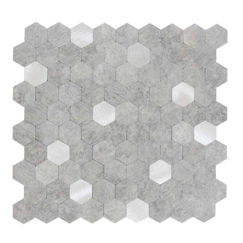 Dalsys Selbstklebende Fliesen 0,88m² 11 Stück Hexagon Hellgrau Silber von Dalsys