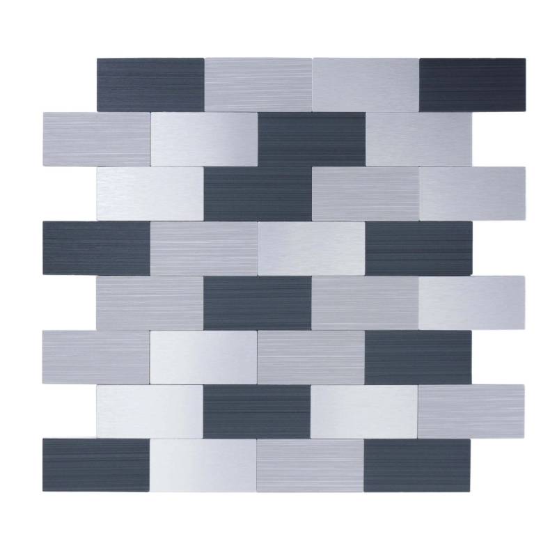 Dalsys Selbstklebende Fliesen 1m² 11 Stück Rechteck Grau Mix Silber von Dalsys