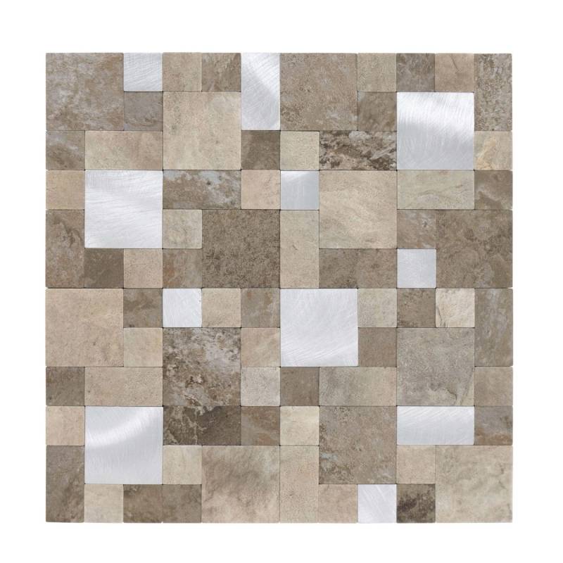 Dalsys Selbstklebende Fliesen 1m² 11 Stück Steinoptik Quadrate Sand Silber von Dalsys