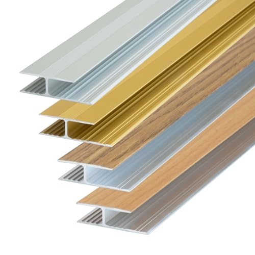 Dalsys Übergangsprofil Verbindungprofil 100cm Übergangsleiste Aluminium eloxiert, Bodenschiene geeignet für u.a. Fliesen, Laminat und Parkett Eiche von Dalsys