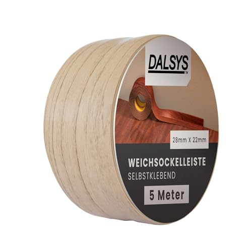Dalsys Weichsockelleiste selbstklebend Buche 5m Klebeleiste, Abschlussleiste für Fugen in Wohnbereich, Küche, Bad, aus PVC Kunststoff von Dalsys