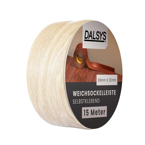 Dalsys Weichsockelleiste selbstklebend Eiche hell 15m Klebeleiste, Abschlussleiste für Fugen in Wohnbereich, Küche, Bad, aus PVC Kunststoff von Dalsys