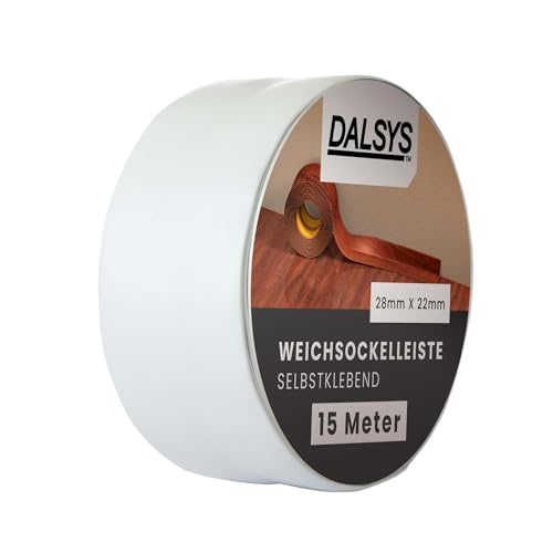 Dalsys Weichsockelleiste selbstklebend Grau 15m Klebeleiste, Abschlussleiste für Fugen in Wohnbereich, Küche, Bad, aus PVC Kunststoff von Dalsys