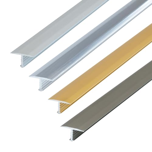 Dalsys T-Profil, Übergangsschiene Silber 100cm x 13mm, 1 Stück, Übergangsprofil Laminat - Aluminium eloxiert von Dalsys