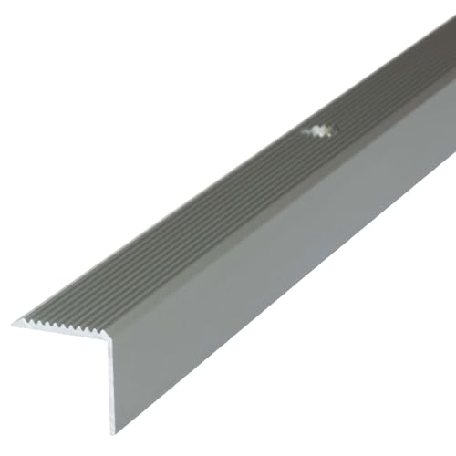 Dalsys Treppenkantenprofil Vinyl, Laminat zum Schrauben Champagner 100cm x 30mm x 30mm Winkelprofil aus Aluminium eloxiert von Dalsys