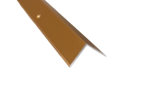 Dalsys Treppenkantenprofil Vinyl, Laminat zum Schrauben Gold 100cm x 30mm x 30mm Winkelprofil aus Aluminium eloxiert von Dalsys