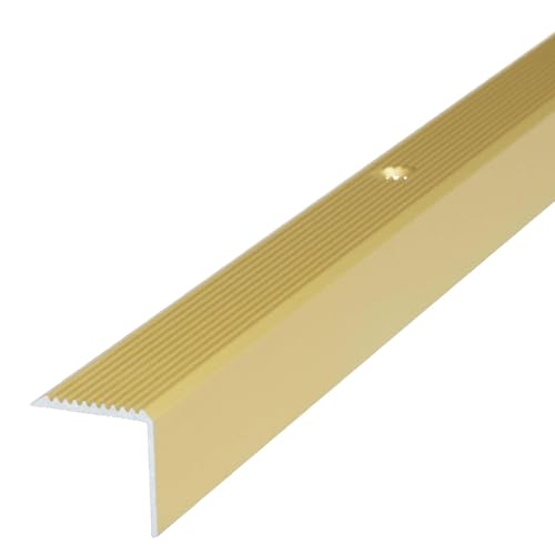 Dalsys Treppenkantenprofil Vinyl, Laminat zum Schrauben Gold 200cm x 30mm x 30mm Winkelprofil aus Aluminium eloxiert von Dalsys