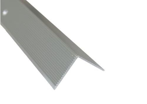 Dalsys Treppenkantenprofil Vinyl, Laminat zum Schrauben Silber 200cm x 30mm x 30mm Winkelprofil aus Aluminium eloxiert von Dalsys