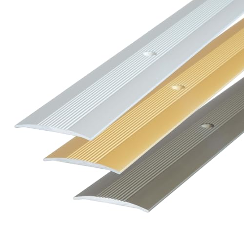 Dalsys Übergangsprofil zum Schrauben Champagner 90cm x 38mm, Übergangsschiene aus Aluminium eloxiert - Bodenleiste für Laminat- & Parket, Höhenausgleich für Fußböden, Türschwelle von Dalsys