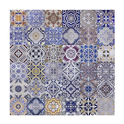 Wandpaneele selbstklebend, Mosaikfliesen mit bunten Ornamenten 1m², 11 Stück Lissabon Wandverkleidung feuchtigskeitsbeständig, Premium Qualität für Bad und Küche von Dalsys