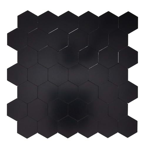 Wandpaneele selbstklebend Wabenmuster 1m², 11 Stück Schwarz Wandverkleidung feuchtigskeitsbeständig, Premium Qualität für Bad und Küche, Wabenmuster von Dalsys
