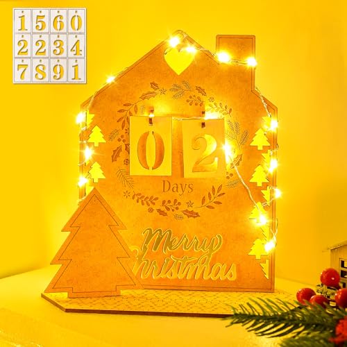 Dalugo Adventskalender mit LED Lichterkette, 24 Tage Weihnachten Countdown Adventskalender, Überraschungen Weihnachtskalender Holz für Haus, Büro, Weihnachten Dalugo Adventskalender mit LED Lichterkette, 24 Tage Weihnachten Countdown Adventskalender, Überraschungen Weihnachtskalender Holz für Haus, Büro, Weihnachten von Dalugo