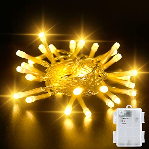 Dalugo Lichterkette Außen Batterie, 3M 30 LED Warmweiß Lichterketten mit 6h Timer, IP65 Wasserdicht Lichterkette Batterie für Innen außen Weihnachtsdekorationen von Dalugo