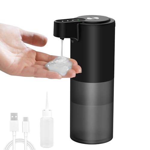 Dalugo Seifenspender Automatisch, Elektrischer Seifenspender IPX5 Wasserdicht USB C Wiederaufladbar Seifenspender Schwarz, Berührungsloser Automatischer Seifenspender für Küche Bad Toilette von Dalugo