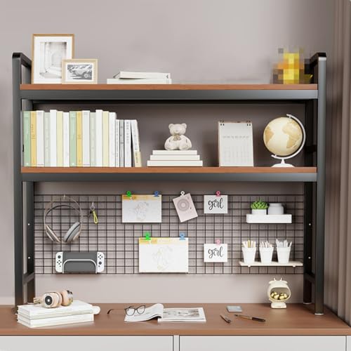 Dalumian 3-stöckiger Schreibtischaufsatz, Aufsatzregal mit Gitterplatte, Bücherregal-Organizer, Aufbewahrungsregal für Wohnheim, Büro, Schule, Zuhause, Schlafzimmer (schwarz)(95 * 20 * 98cm) von Dalumian
