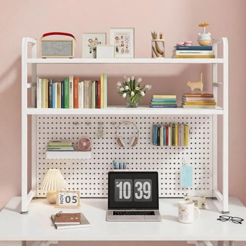 Dalumian 3-stöckiges Schreibtisch-Bücherregal, Schreibtisch-Bücherregal mit Stecktafel, moderner Schreibtischregal aus Metall für Schule, Büro(A,29.5 * 7.8 * 38.5in) von Dalumian