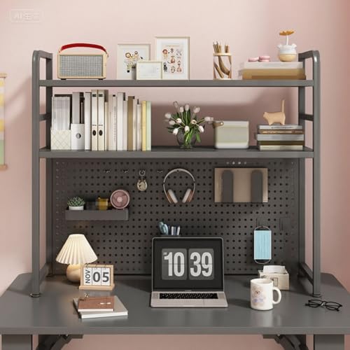 Dalumian 3-stöckiges Schreibtisch-Bücherregal, Schreibtisch-Bücherregal mit Stecktafel, moderner Schreibtischregal aus Metall für Schule, Büro(B,45.3 * 7.8 * 38.5in) von Dalumian