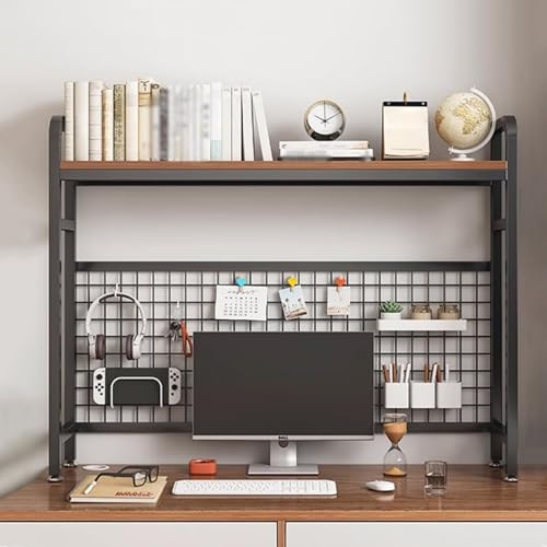 Dalumian Bücherregal für Wohnheime, Schreibtischerweiterung mit Gitterplatte, Mehrzweck-Bücherregal-Aufbewahrungsregal, industrielles Aufbewahrungsregal für Arbeitsplatten(Black,2-Tier 95cm) von Dalumian