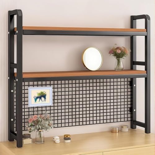 Dalumian Bücherregal für Wohnheime, Schreibtischerweiterung mit Gitterplatte, Mehrzweck-Bücherregal-Aufbewahrungsregal, industrielles Aufbewahrungsregal für Arbeitsplatten(Black,3-Tier 55cm) von Dalumian