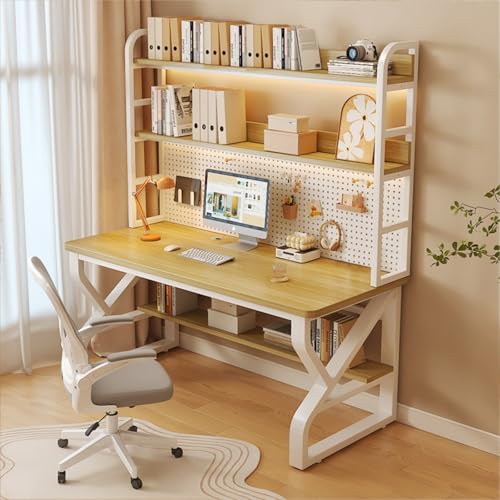 Dalumian Computertisch mit Stecktafel, Gaming-Schreibtisch mit 2-stufiger Bücherregal-Kombination, reichlich Beinfreiheit, Computer-Arbeitsplatz, Schreib- und Arbeitstisch (Walnuss)(120 * 60CM) von Dalumian