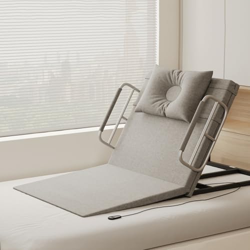 Dalumian Elektrische Hubbett-Rückenlehne, 150 kg Tragkraft, verstellbare Hubbett-Rückenlehne mit Handlauf und Kissen, erleichtert Senioren das Aufstehen(Gray,70cm-A) von Dalumian