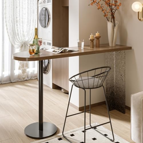 Dalumian Industrielles Kneipentisch-Set, schmaler Stehtisch, Tisch in Thekenhöhe mit Barhockern, Frühstückstisch für die Küche zu Hause für kleine Räume in der Küche (2er-Set)(Brown,160cm) von Dalumian